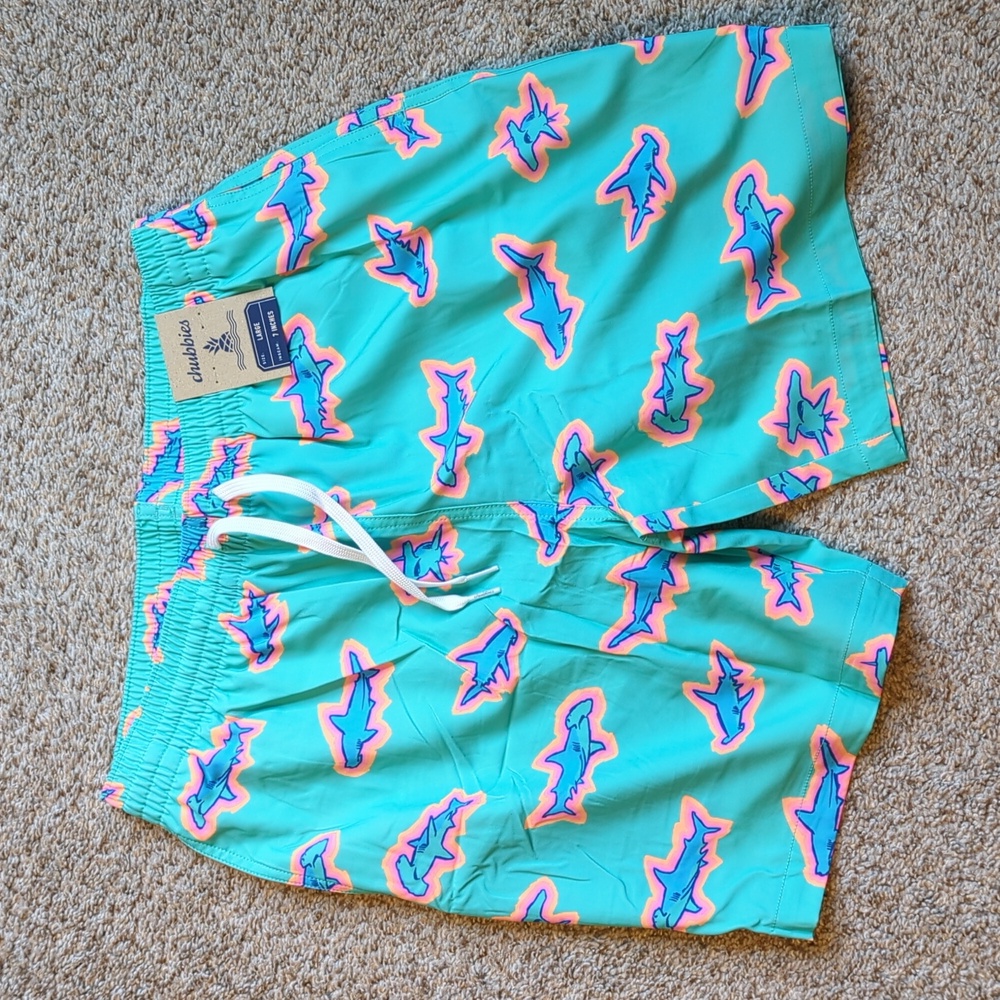 NWT! Chubbies 7” Apex swimmers swim trunks with liner for men size L
